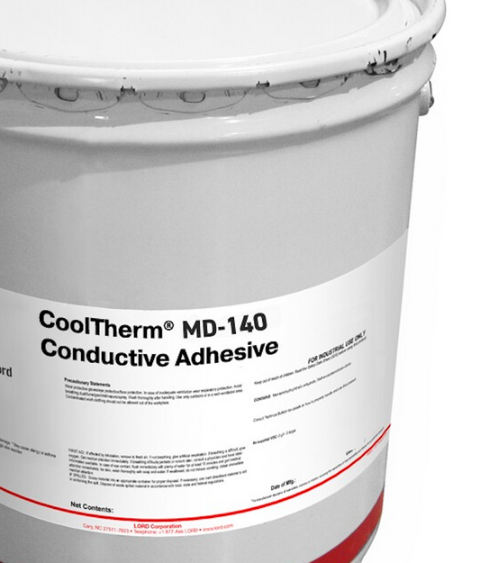 The pail of CoolTherm, conductive adhesive, Parker Lord, Structural adhesive for electronic assembly